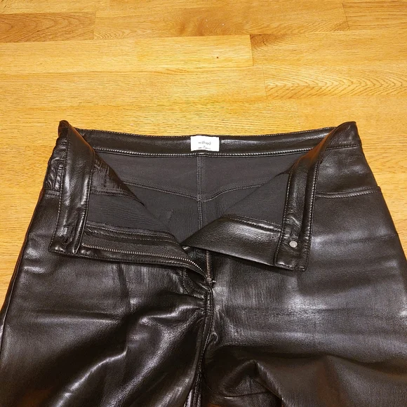 Wilfred Aritzia 'The Melina Pant' Black Vegan Leather High Rise Trousers sz 10